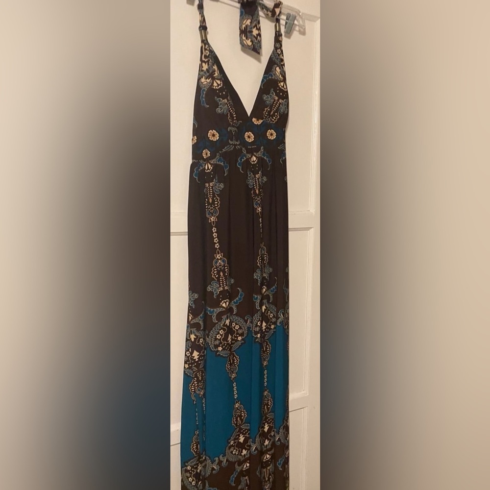 Snap Halter Maxi Dress size XL Boho Beach Resort Wear NWT